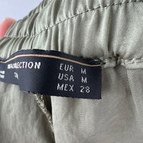 ZARA Trafaluc Collection Jogger Pants Green Elastic Waist Drawstring Size Medium - Picture 8 of 8
